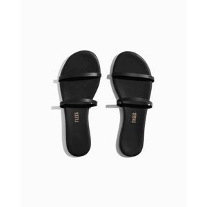 TKEES Gemma Liners Flip Flop Sandals US 9 Black Leather Sable Shoes Double Strap